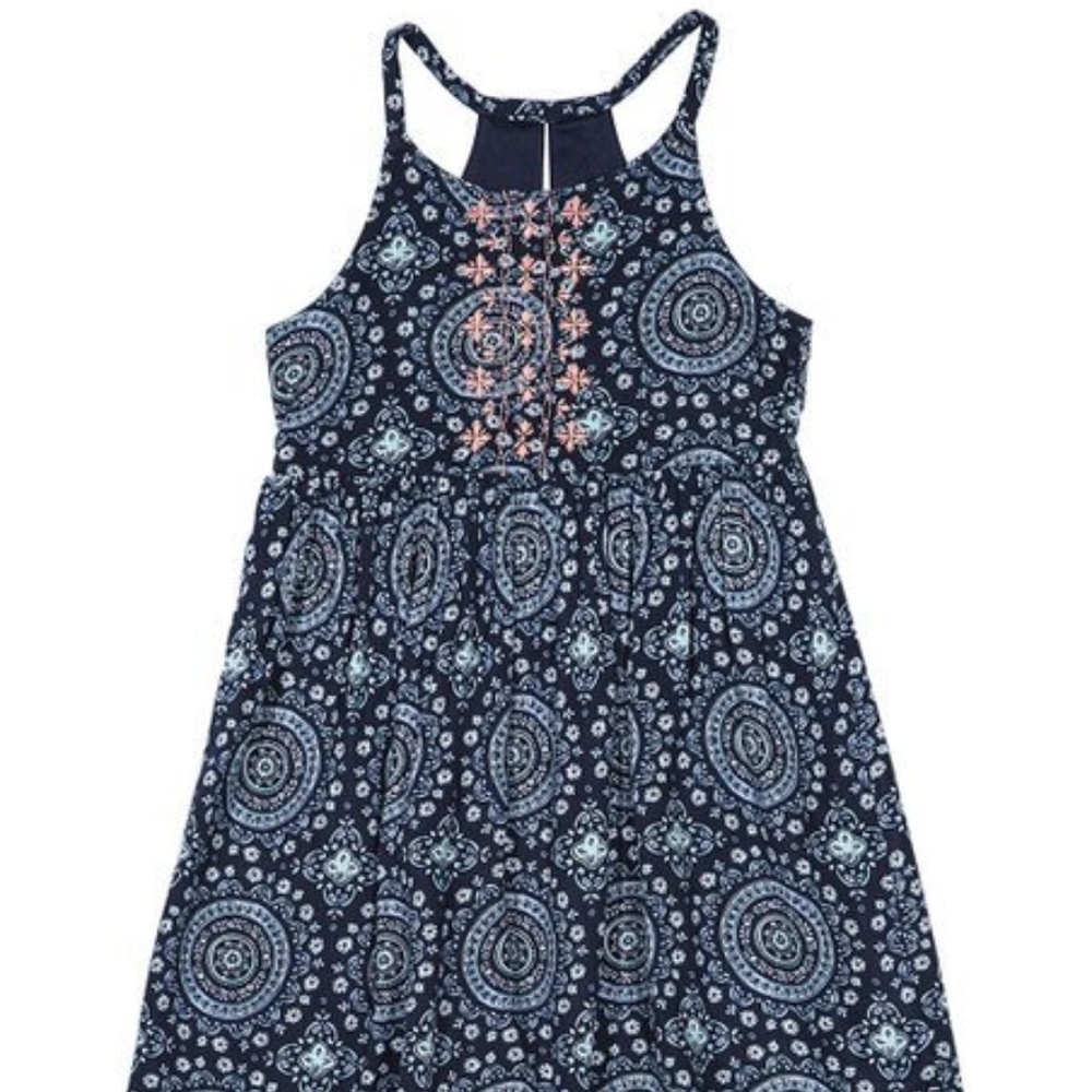 Nautica Navy Floral Embroidery Sleeveless Dress